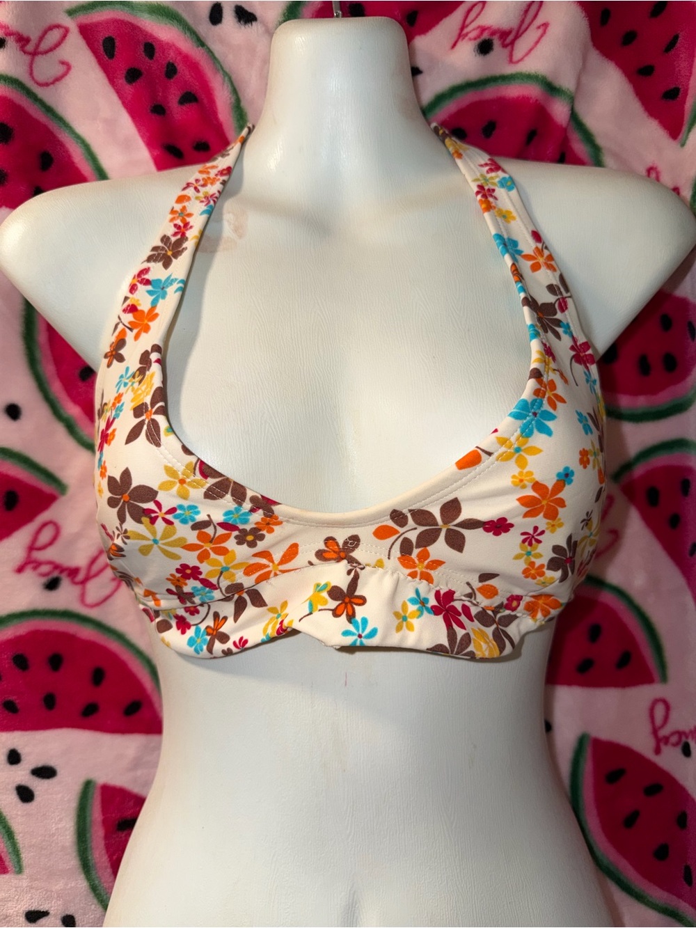 🤎 Floral Halter Bikini Top